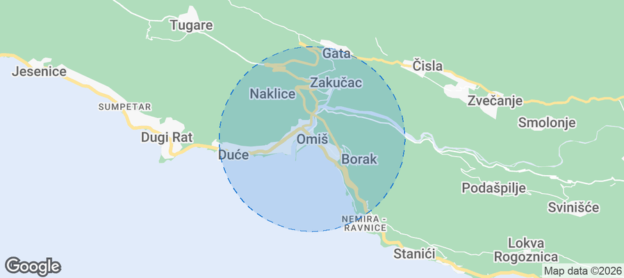 Omiš Airbnb map